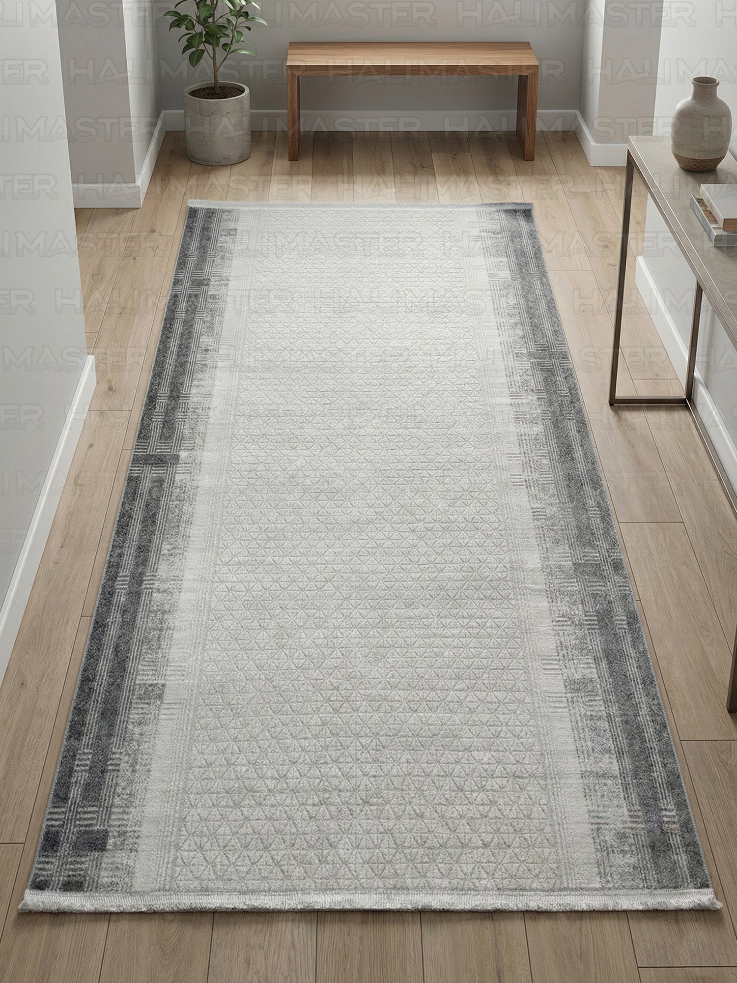 Kumru Antrasit Gri Kenar  Modern Kabartma Desenli Özel Ölçü Kesme Halı